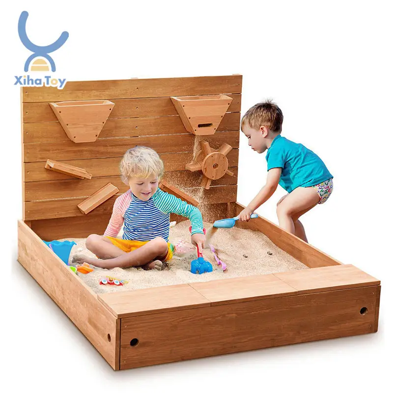 Montessori mobilya büyük depolama alanı ahşap Sandbox 2 katlanabilir tezgah koltuklar ile bakım için çocuk kapalı açık kullanım