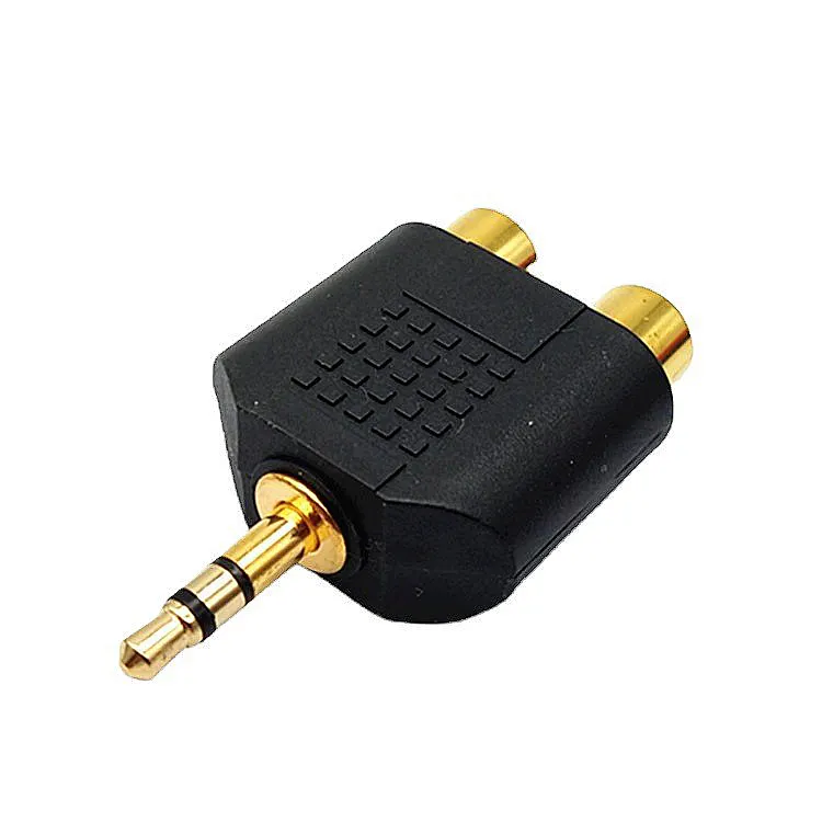2 in 1 RCA Female To 1/8" 3.5mm Male Plug Audio Video Connector One 1/8" 3.5mm Male To Two Female AV Connection Plug RCA Adapter