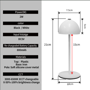 โคมไฟตั้งโต๊ะขนาดเล็กปรับได้พร้อมอินพุต DC5V 3000-6500K อุณหภูมิสีและความสว่างหรี่แสงได้ - Product Image 4