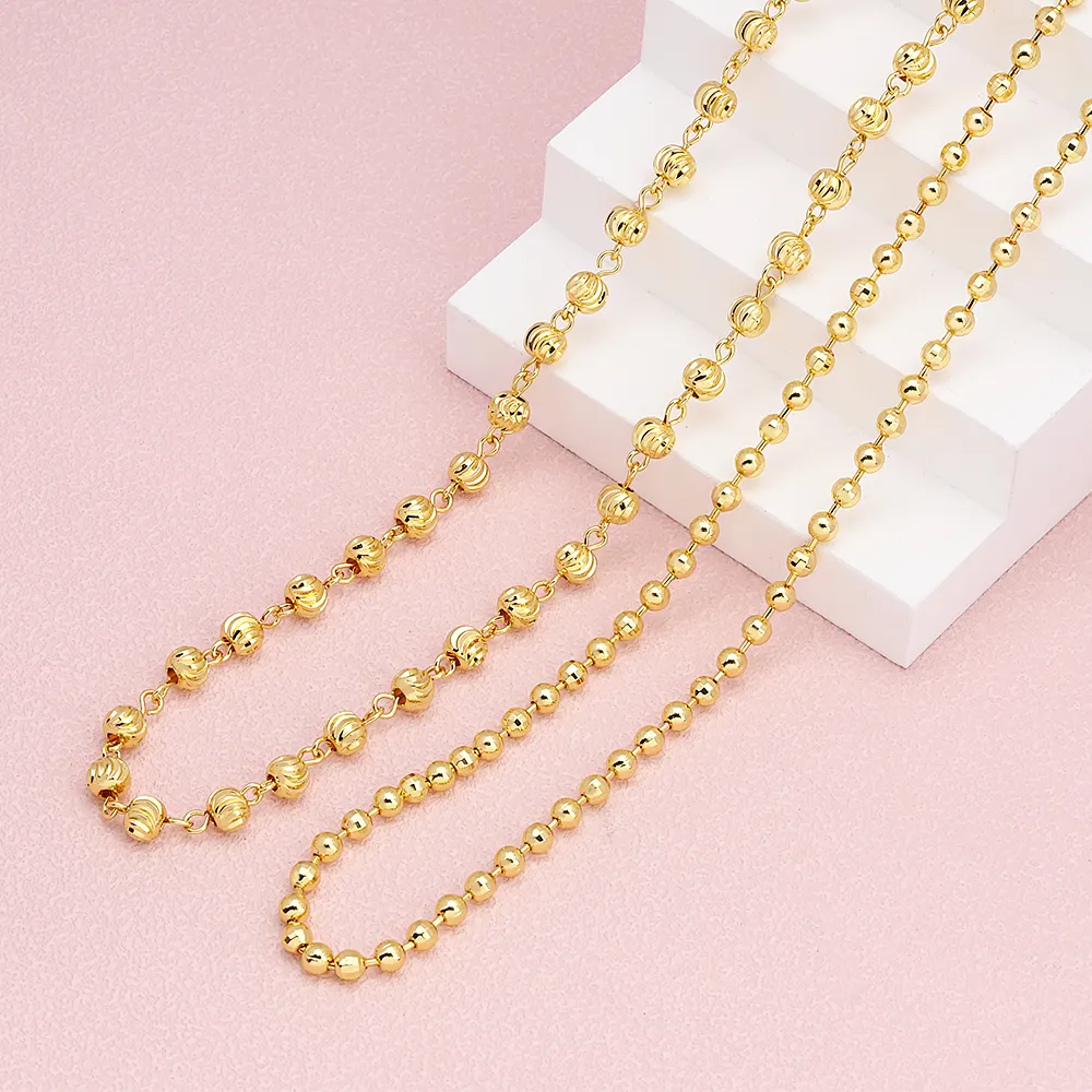 Jxx mujeres múltiples tamaños latón 24K chapado en oro cadena collar último diseño cuentas joyería de moda collares