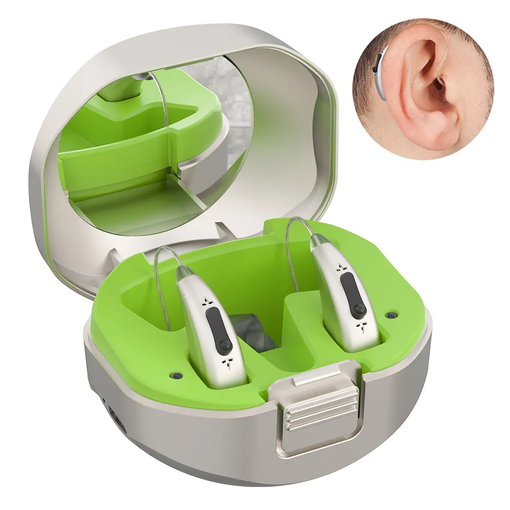 Alat bantu dengar oem kualitas bagus alat bantu dengar bte digital isi ulang untuk deafness Senior
