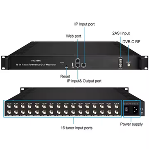 FN3394C Digital System 16/24 <strong>Channels</strong> FTA Tuner to 4 RF DVB-T DVB-C ISDB-T Remodulator Qam Transmodulator - Product Image 2