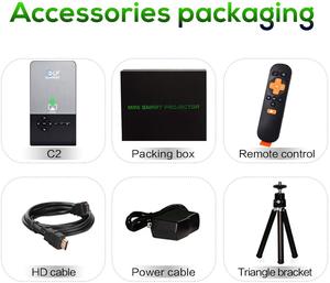 Miniproyector inteligente para cine en casa, sistema operativo C2, Android 7,1, DLP, 3D, 4K, LED RGB, 1080P, portátil - Product Image 3