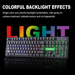 Venta al por mayor 104-Key Black Office Wired Keyboard Mouse Set con colorido retroiluminado - Product Image 5