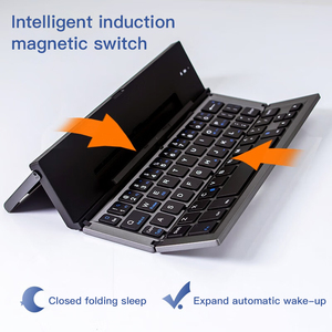 Teclado Plegable Mini Teclados Portátil <span class=keywords><strong>Bluetooth</strong></span> Teclado Dobrável Sem Fio Tri Sistema <span class=keywords><strong>Bluetooth</strong></span> Teclado Dobrável para Tablet