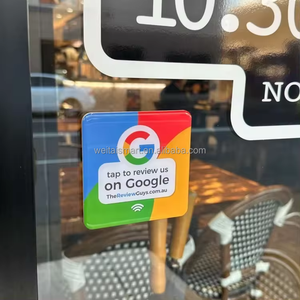 The Most Popular 120x120mm <strong>RFID</strong> Acrylic <strong>Epoxy</strong> <strong>Card</strong> with Ultralight-C Google Review <strong>Card</strong> NFC Plates for Restaurant Window