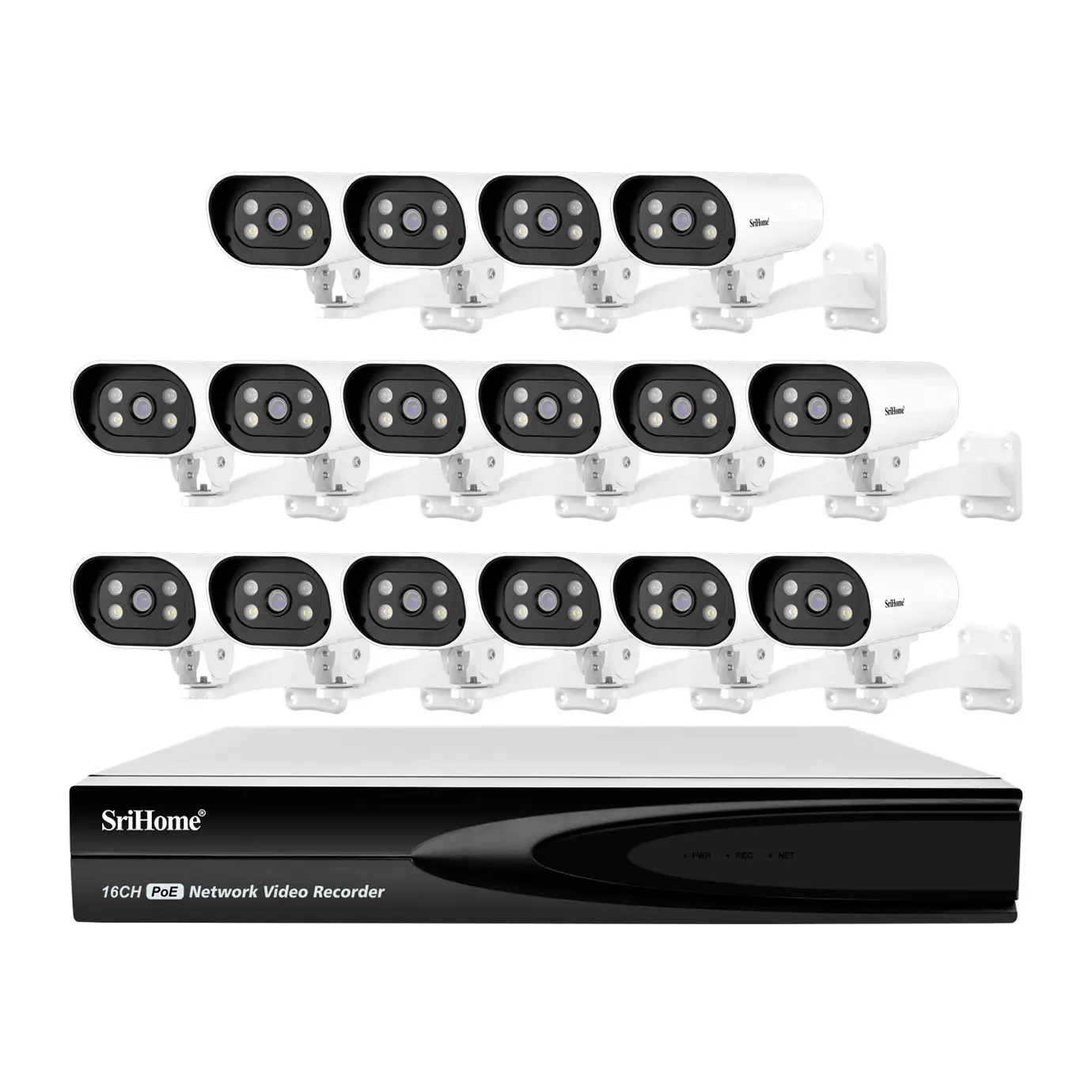 SriHome – Kit de caméra IP POE de vidéosurveillance extérieure étanche 16CH 5MP, système de caméra de sécurité NVR PoE, offre spéciale
