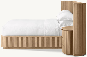 Роскошная мебель для дома из массива дерева, белого дуба, удлиненная кровать для спальни с закрытыми тумбочками - Product Image 4