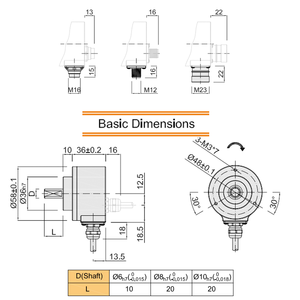 S58 58mm Gehäuse durchmesser 10mm Wellen codierer mit 1000ppr Puls Inkrementeller Abz Push Pull Rotary Inkrementeller Abz Encoder - Product Image 2