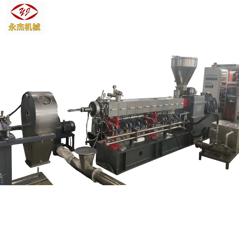 Extrusora de doble tornillo co-giratoria paralela de China PP/PE/PS/PVC máquina de fabricación de pellets de plástico y madera
