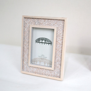 Elegante marco de madera mate de ratán marrón artesanía decorativa A3/A5 marco de fotos adornos de Navidad Marco de imagen de mimbre tejido