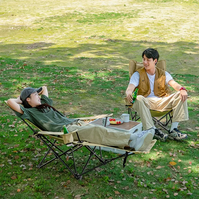 Sedia da campeggio personalizzata con sedia da pesca gialla 2 in 1 reclinabile in acciaio al carbonio sedie pieghevoli in metallo