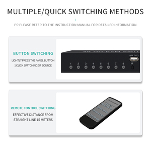 4K hdmi kvm开关8输入1输出4K 30hz自动切换kvm 8端口USB 2.0