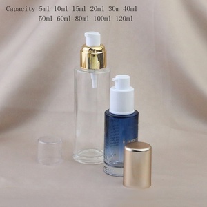Juego de envases vacíos personalizados para el cuidado de la piel, Mini botellas redondas de 5ml, 10ml, 15ml, 20ml, 30ml, 50ml, 60ml, 80ml, 100ml, 120ml, frasco de vidrio azul (GSC03) - Product Image 2