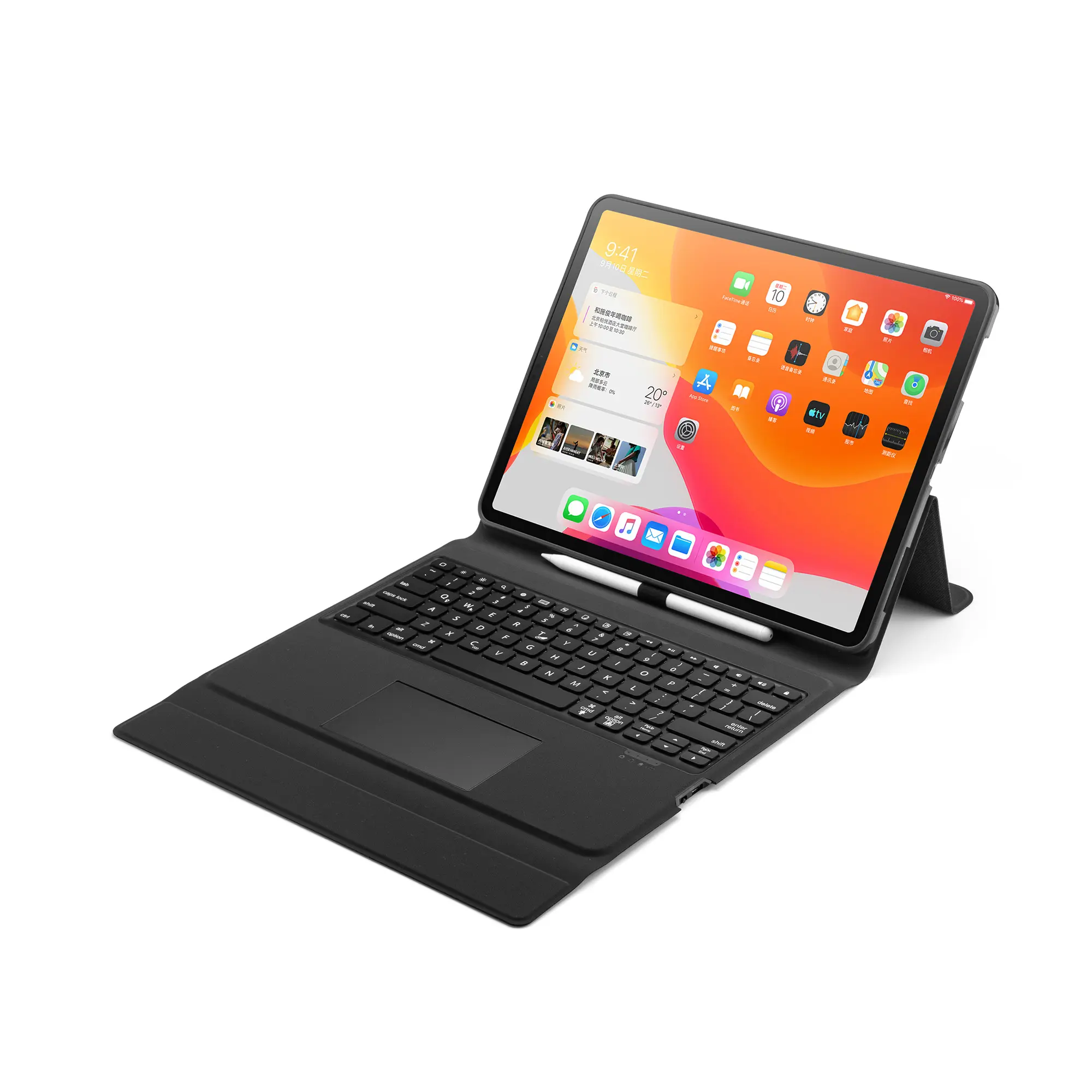 Funda protectora con panel táctil para teclado de tableta, cubierta de teclado inalámbrico para iPad de 10,2/10,5/12,9 pulgadas con BT