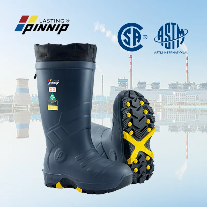 Pinnip Chemical Plant Aicd Resistance PU Zapatos DE SEGURIDAD botas de trabajo para hombres botas altas de trabajo