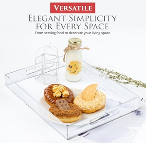 ถาดอะคริลิคใสตกแต่งมีที่จับป้องกันการไหลล้นสำหรับเคาน์เตอร์ห้องนั่งเล่นโต๊ะกาแฟซิลิโคน - Product Image 6