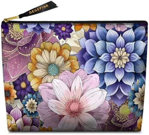 Purple boho floral-makeup bags