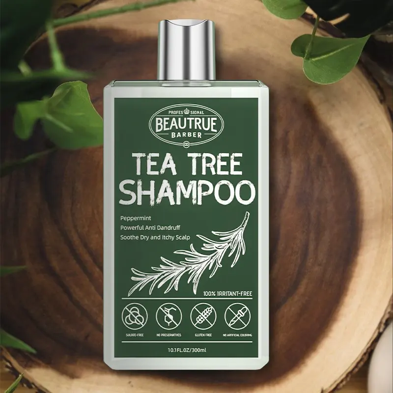 Sabonete de árvore de chá, shampoo anti-dandruff, etiqueta privada, shampoo masculino para cuidados com o cabelo