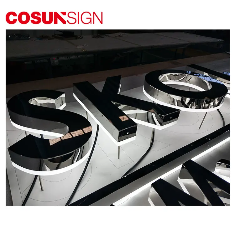 Cosun Outdoor Reclame Led Lettertype 3d Board Acryl Hoge Helderheid Backlit Acryl 3d Led Brief Teken