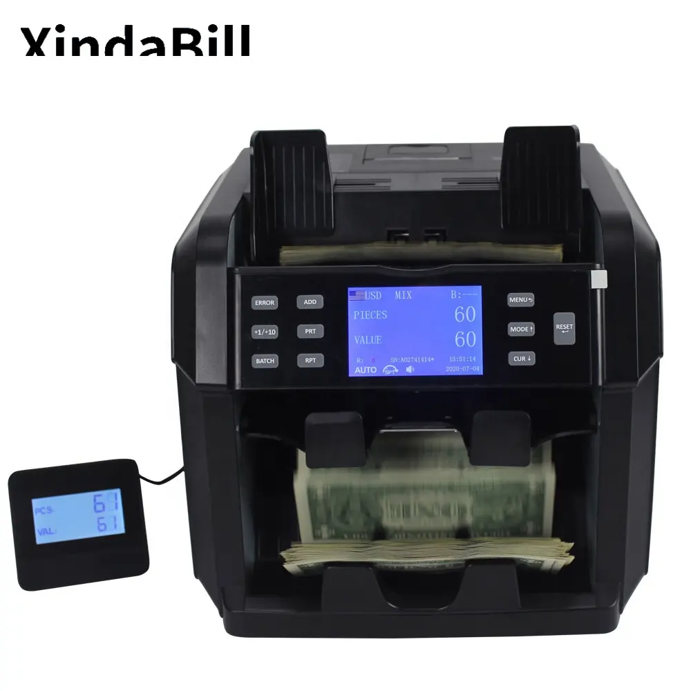 XD-2400 nero 2 tasche contatore di denaro a valore misto macchina CIS Bill banconota conteggio valuta e rilevamento contanti