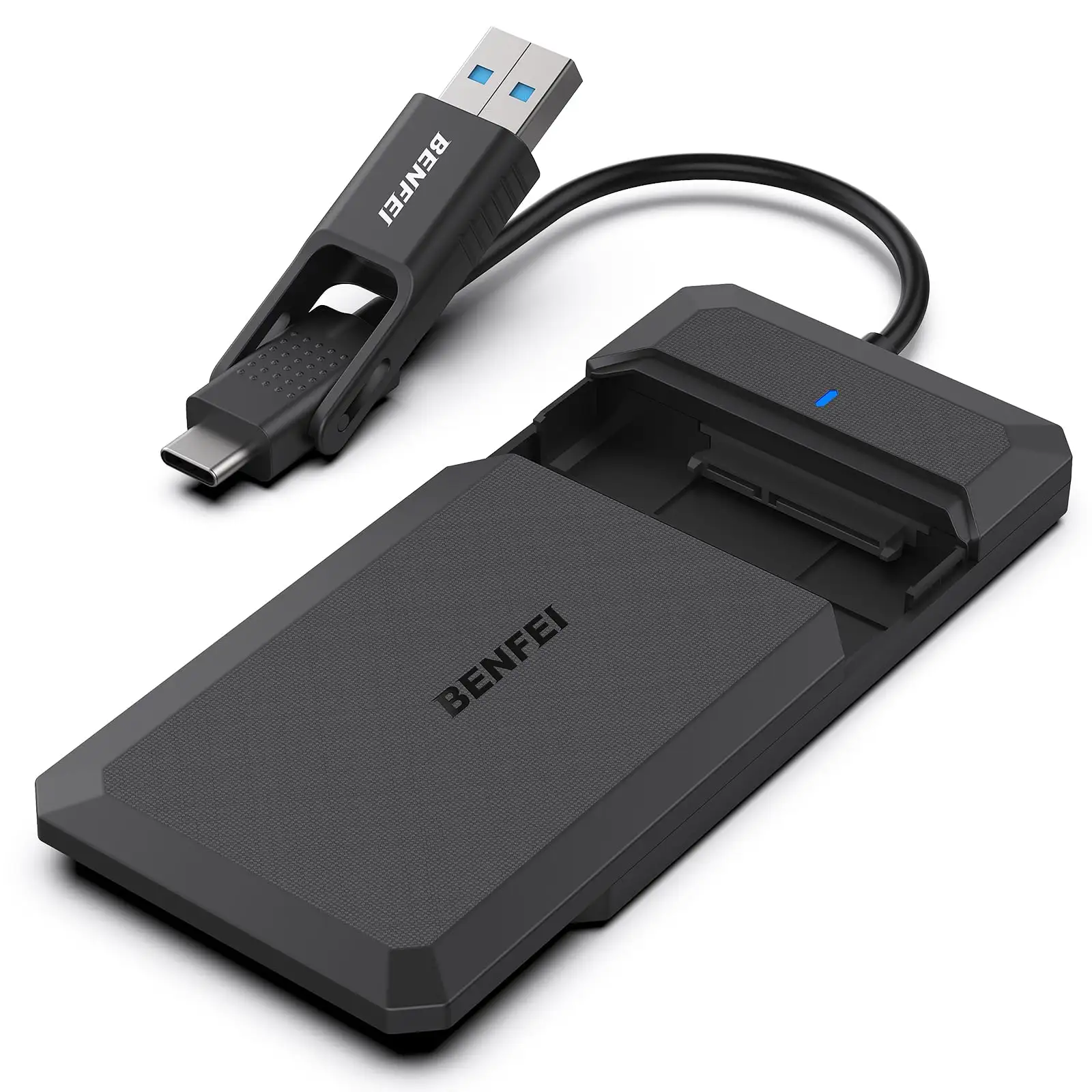 BENFEI 2.5 인치 SATA to USB 도구 무료 외장 하드 드라이브 인클로저, USB Type-C/Type-A to Sata 2.5 인치 SSD 호환 가능