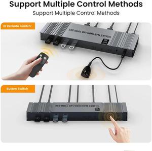 Justlink HDMI2.1 2x2 <strong>Dual</strong> DP <strong>HDMI</strong> KVM Switch 8K 60Hz <strong>Dual</strong> Monitor USB3.0 Switcher for 2 Computers Audio Video Accessories