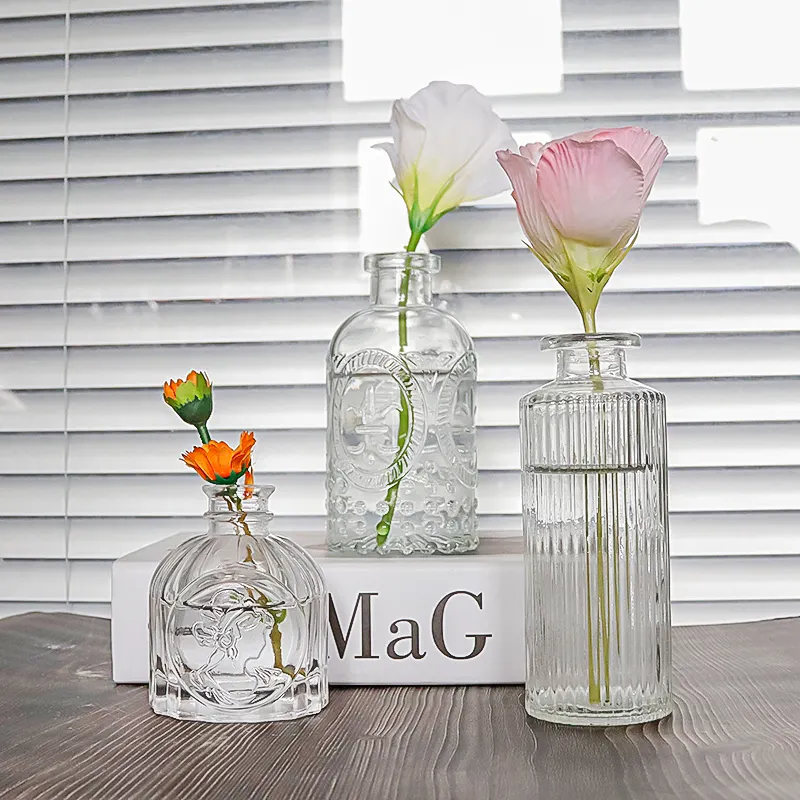 Çiçekler için cam tomurcuk vazo küçük çiçek vazolar ev dekorasyon için dekoratif