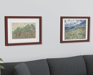 批发实木海报架白色多垫图像钢化玻璃正面胡桃木棕色相框 - Product Image 1