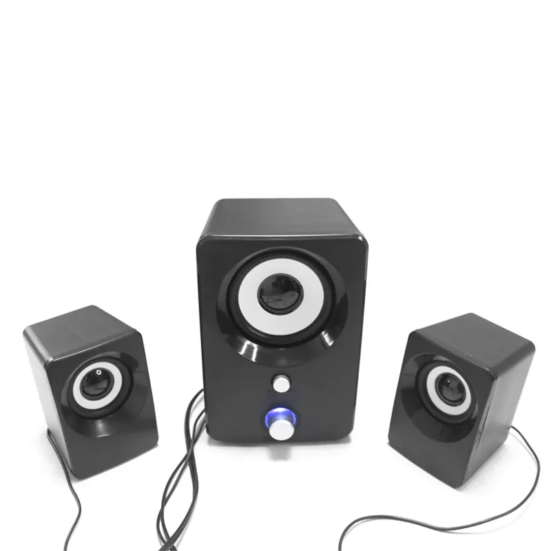 Alto-falantes com fio para computador, luz de áudio de 2.1 canais, subwoofer baixo, alto-falante para laptop, combinação de alto-falante e subwoofer