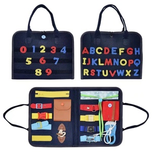 Montessori Baby Felt Book Kids Busy Board Toy Atividade sensorial Board Toys para crianças Desenvolver habilidades motoras básicas Aprender brinquedo