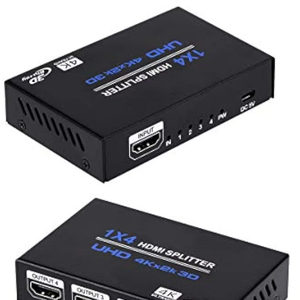 Aismartlink 1x4 Splitter, 1 en 4 Out Splitter Audio Video Distributor Box Soporte 3D y 4K x 2K Compatible con HDTV - Product Image 1