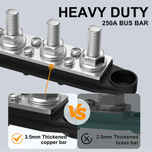 เครื่อง250A ทองแดงแท้48V DC BUS 4 studs M8 6สกรูสำหรับรถบรรทุกทางทะเล RV แกน3.5มม. สำหรับงานหนัก - Product Image 4