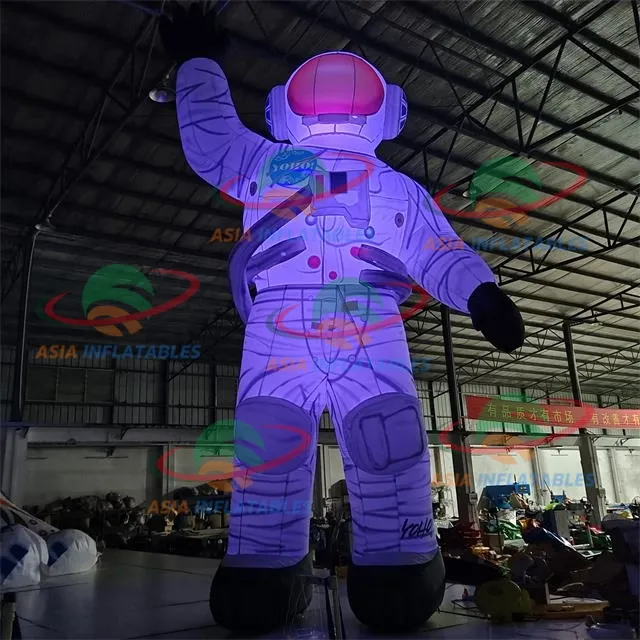 Balões infláveis de anuncio astronauta com led, decoração de luz para eventos aeróricos