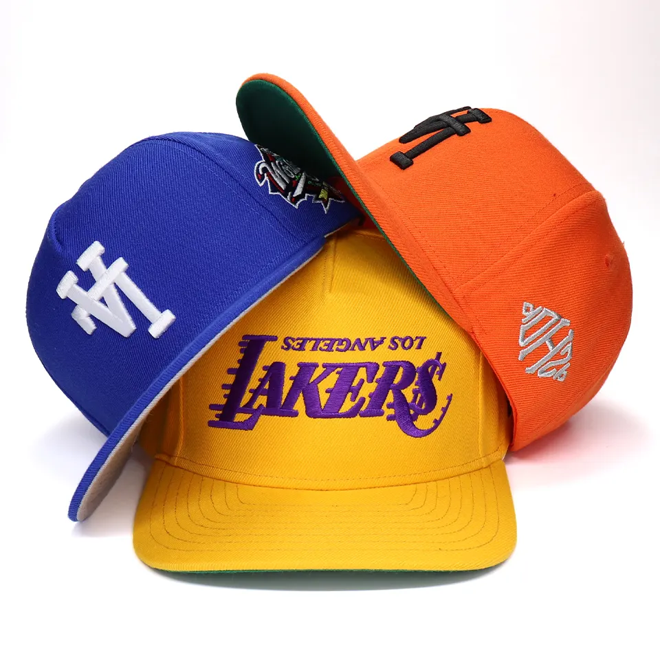 Gorras coloridas con logotipo bordado 3D para hombre, personalizadas, acrílicas, snapback, 6 paneles