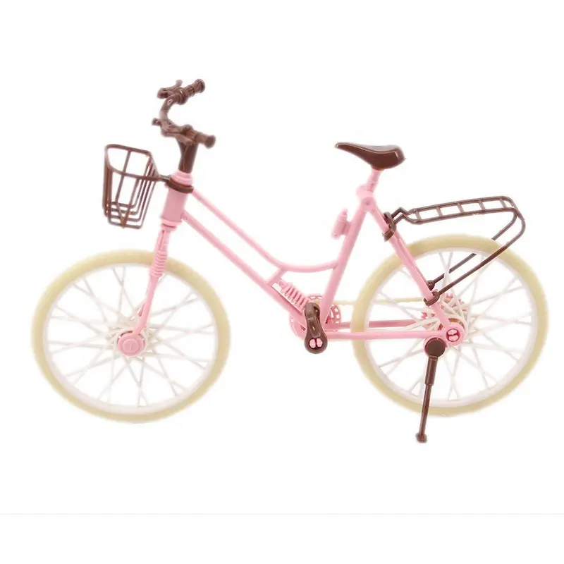 Acessórios da boneca brinquedos de bicicleta, com rodas móveis, modelo de bicicleta de plástico, feliz brinquedo infantil