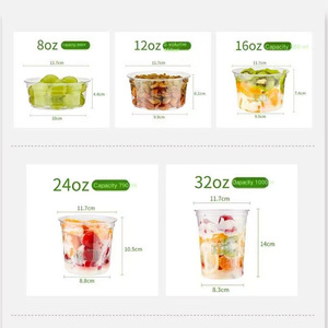 ペットサラダ容器フルーツ野菜デリテイクアウェイボウル蓋付き使い捨てプラスチックカップカスタムロゴラウンドサラダカップ - Product Image 2