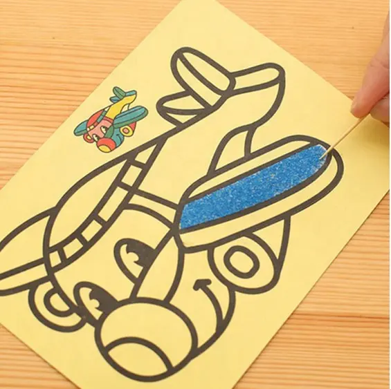 5 Stück/Satz Kinder DIY farbige Sandmalerei Kunst kreatives Zeichnen Spielzeug Sandpapier lernen Kunsthandwerk Lernzeug für Kinder