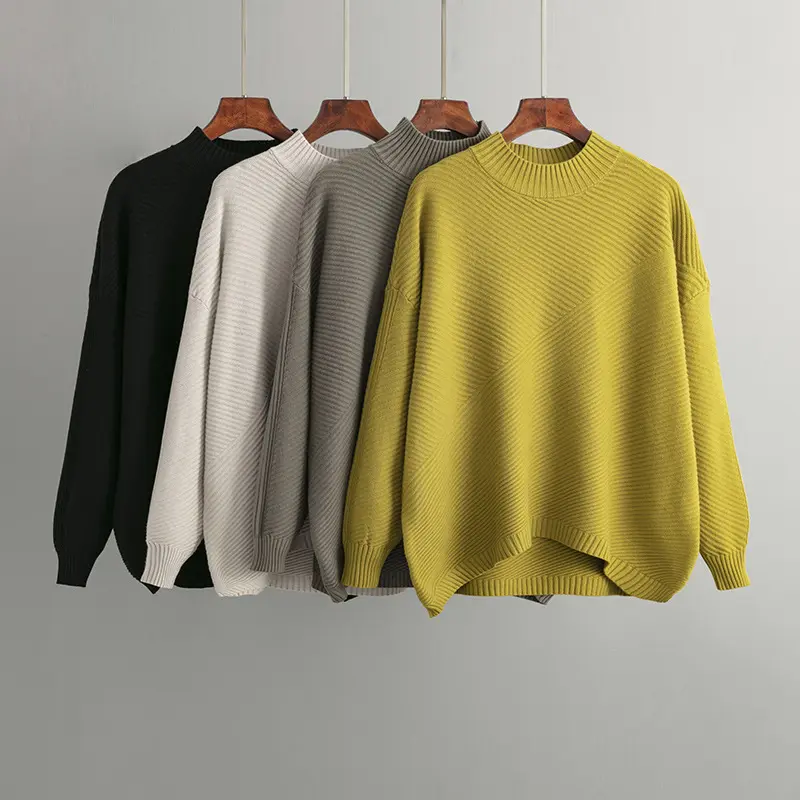 Gestrickter Custom Sweater Warm Causal Style Roll kragen pullover Damen Kaschmir pullover