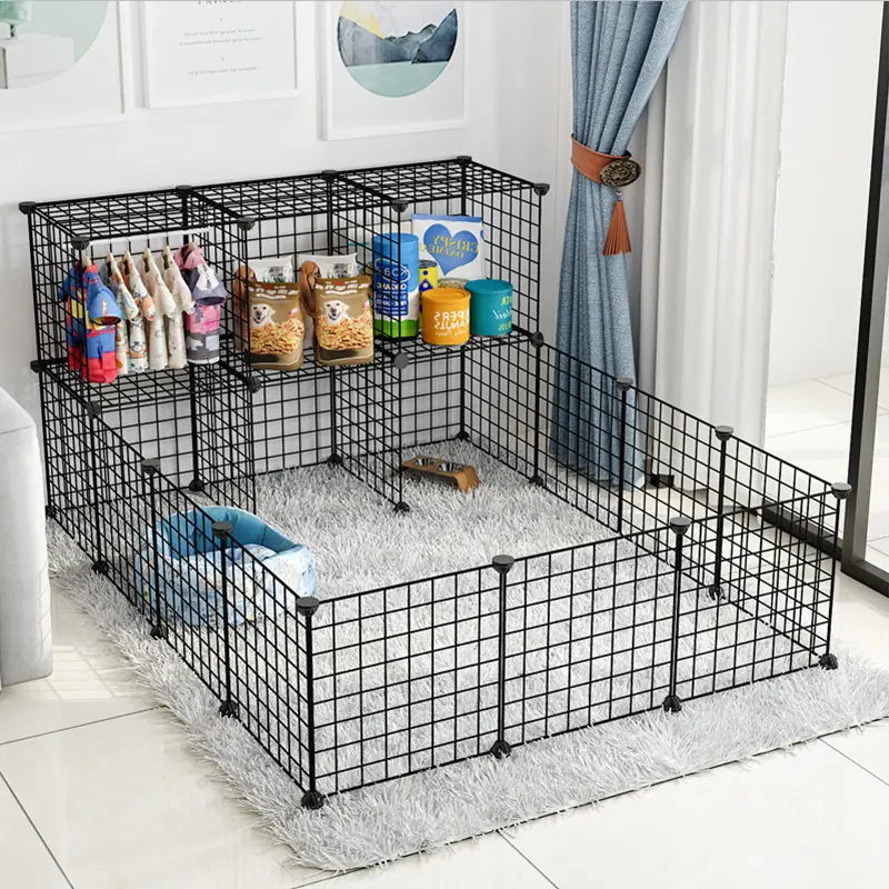Joyfamily özel siyah nefes Metal tel köpek kedi çitler evcil hayvan kulubesi taşınabilir genişletilebilir Diy evcil hayvan oyun parkı kulübesi ev