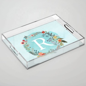 定制彩色亚克力托盘矩形亚克力托盘带手柄厨具食品托盘 - Product Image 5