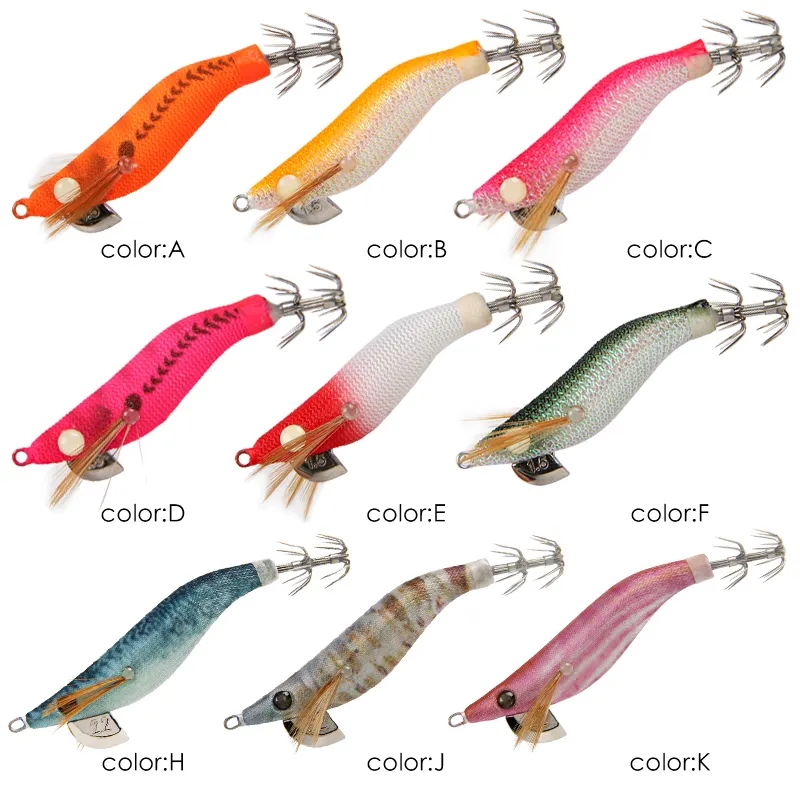 Letoyo Qualidade Squid Jig 1.5 #1.8 #2.2 # Egi Iscas de pesca luminosas Japão Ganchos Egi Camarão Yamashita Squid Jigs