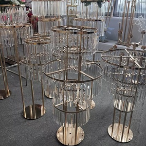 婚礼餐桌装饰用新设计金色金属大水晶餐桌树中心件 - Product Image 5