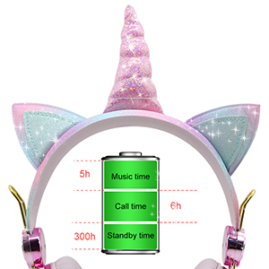 Kids Wireless Headphones for Kids Unicorn Bluetooth Headphones w/Microphone Adjustable Headband Over On Ear Headset Earphone