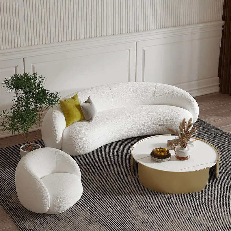 Kf Casa Ensemble de canapés design en demi-cercle blancs minimalistes modernes canapés de luxe Canapé-salon design rond incurvé