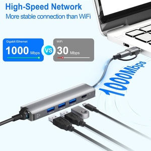 Hub USB C 5-in-1 con Ethernet 4x USB 3.0 + Gigabit LAN per MacBook, IPad, Laptop - Product Image 3