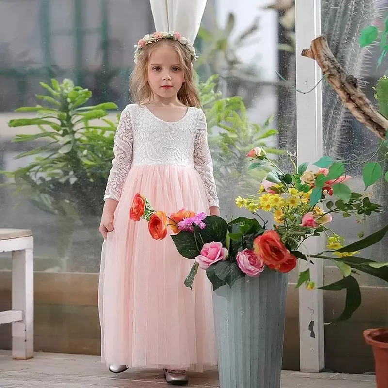 2024, Лидер продаж, фабричные платья персикового цвета, макси для маленьких девочек