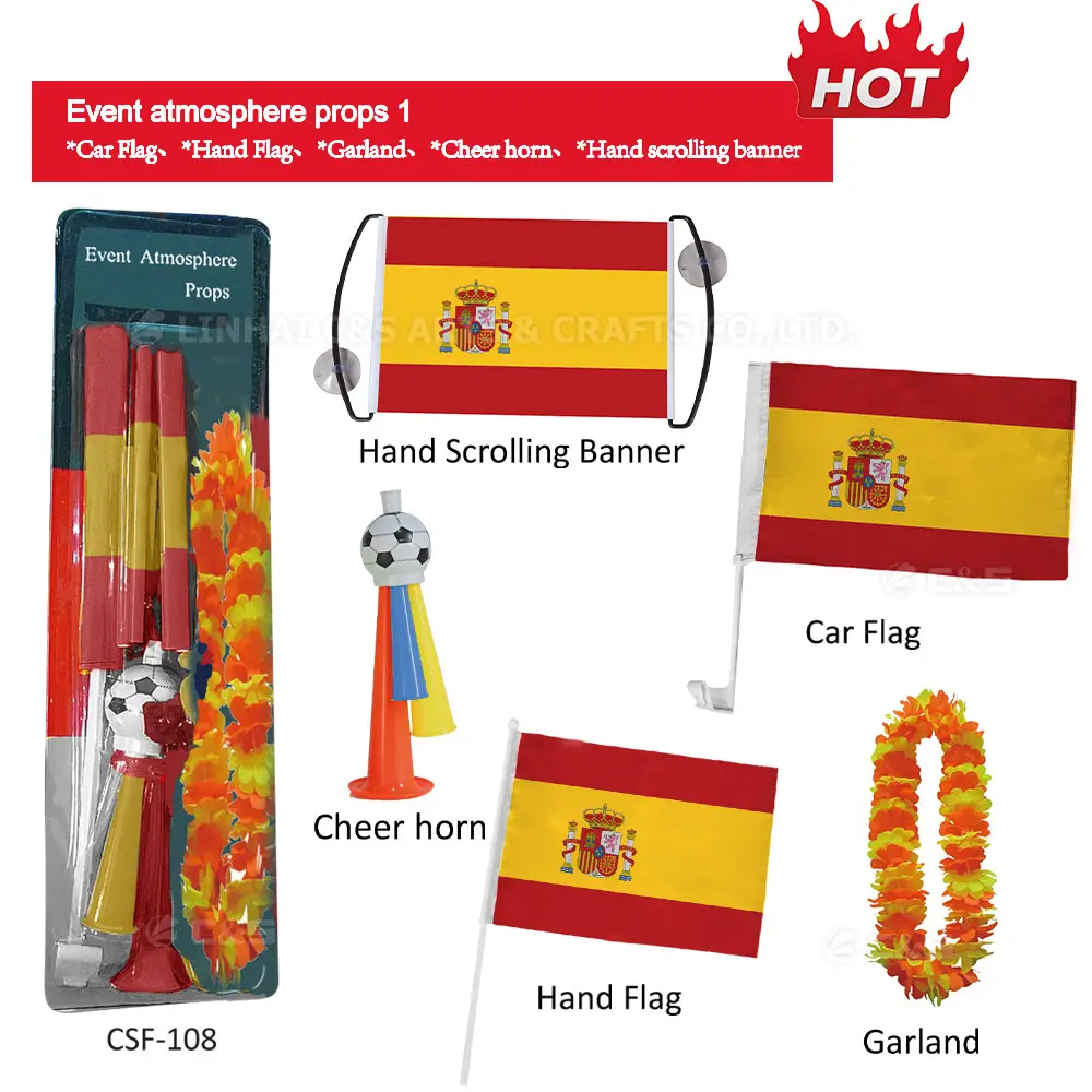 One-stop fan kit matching  flag banners  pull flags  hats