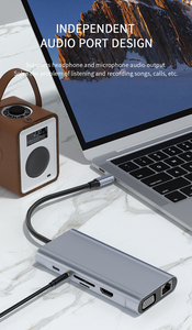 11合1 Usb集线器VGA转换器7合1适配器类型c 3.0 Usb集线器3.5毫米音频以太网RJ45 HDM-I 10端口Usb集线器 - Product Image 6
