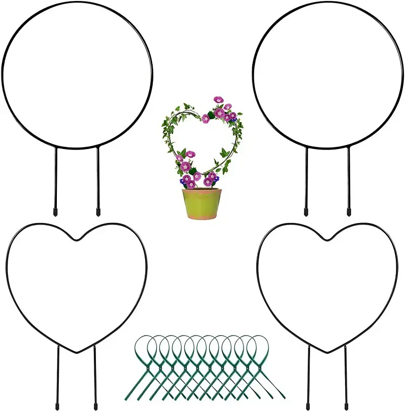 Heart Round Plant Trellis Vine Climber Pole Planter Climbing Iron Support Garden Stake